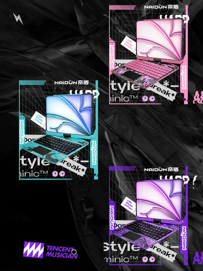 NAIDUN New Y2K Color Keyboard Compatible with Apple iPad Pink