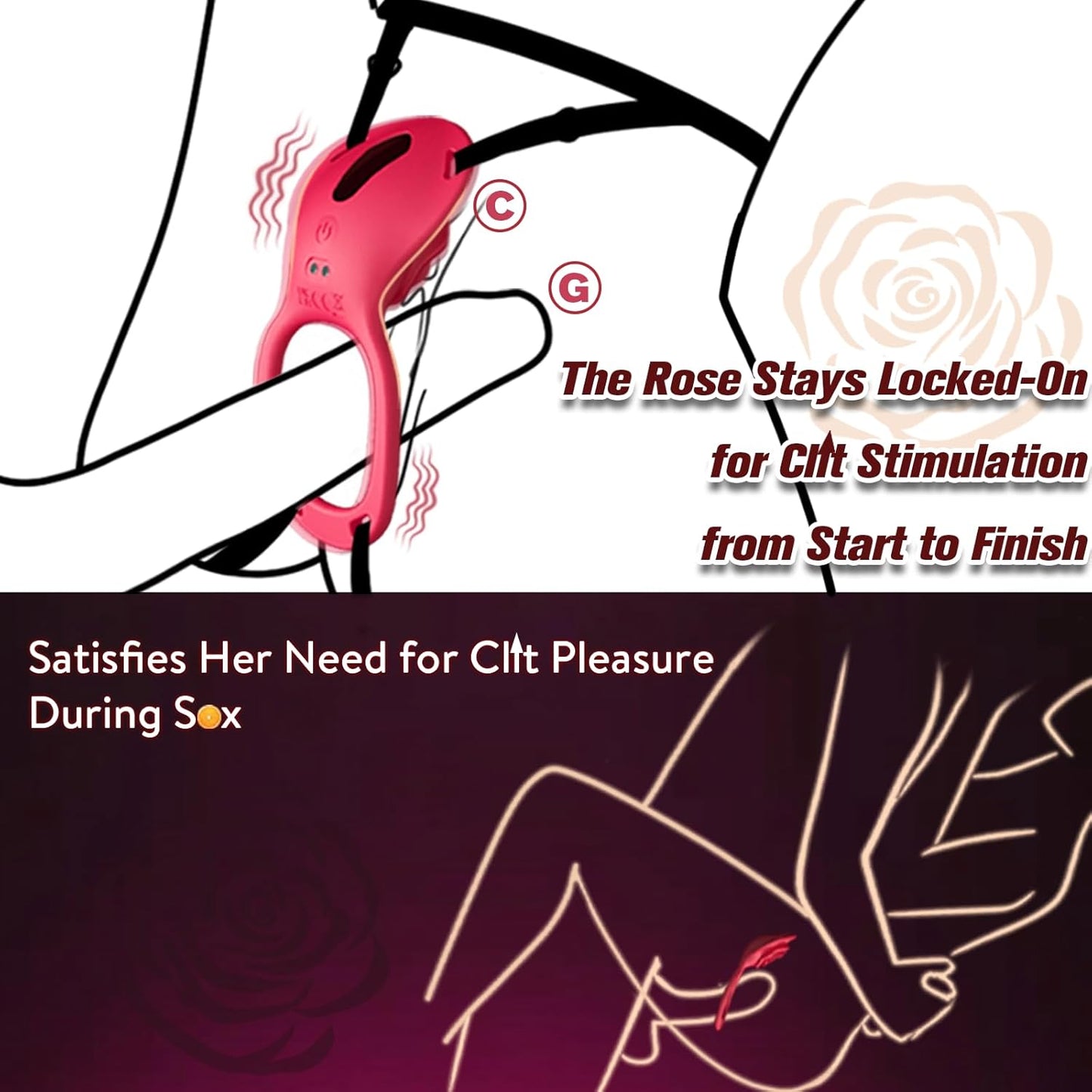 Wearable Clitoral Vibrator for Couples, Remotely Controlled via APP, Female Adult Sex Toy, Hands-Free Clitoral Vibrator with Vibrating Penis Ring