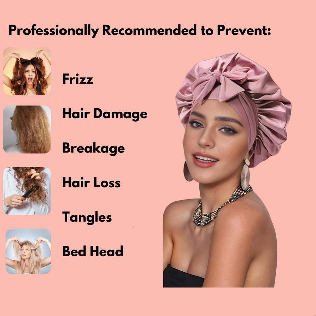 100% Pure Silk Double-Layer Hair Cap - Soft, Breathable, Adjustable | Perfect for Night Sleep, Heat-Free Women’s Hairstyling