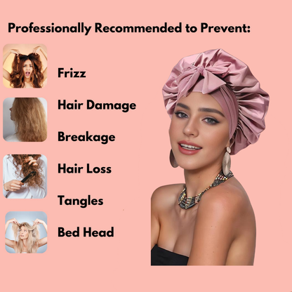 100% Pure Silk Double-Layer Hair Cap - Soft, Breathable, Adjustable | Perfect for Night Sleep, Heat-Free Women’s Hairstyling