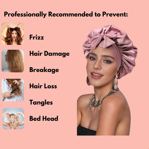 100% Pure Silk Double-Layer Hair Cap - Soft, Breathable, Adjustable | Perfect for Night Sleep, Heat-Free Women’s Hairstyling