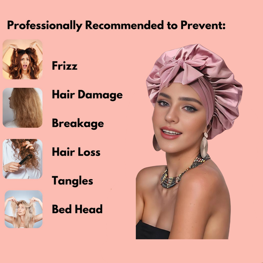 100% Pure Silk Double-Layer Hair Cap - Soft, Breathable, Adjustable | Perfect for Night Sleep, Heat-Free Women’s Hairstyling