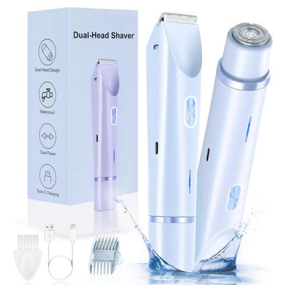 Electric Bikini Trimmer for Women, Rechargeable 2 in 1 Body & Facial Hair Removal, Waterproof Wet & Dry Use Trimmer for Women, Winter & New Year Gift, Valentine's Day Gift