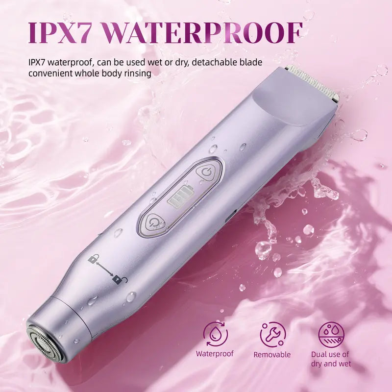 Electric Bikini Trimmer for Women, Rechargeable 2 in 1 Body & Facial Hair Removal, Waterproof Wet & Dry Use Trimmer for Women, Winter & New Year Gift, Valentine's Day Gift