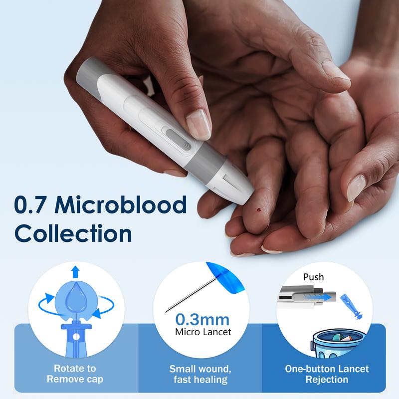 Blood Sugar Monitor Kit – No-Coding Meter, 100/50 Test Strips, Lancets, Lancing Device, Large Display-Free shipping