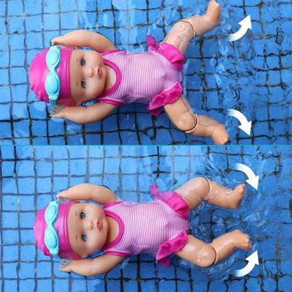 Electric Swimming Doll - A Children's Bath Toy With Movable Joints And A Detachable Swimsuit.