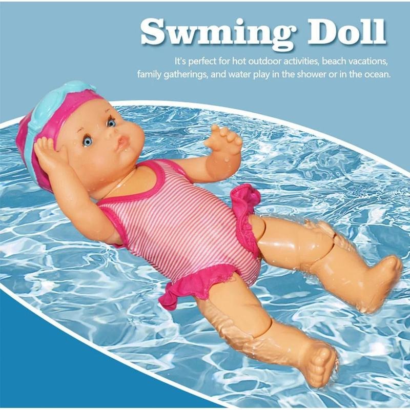 Electric Swimming Doll - A Children's Bath Toy With Movable Joints And A Detachable Swimsuit.