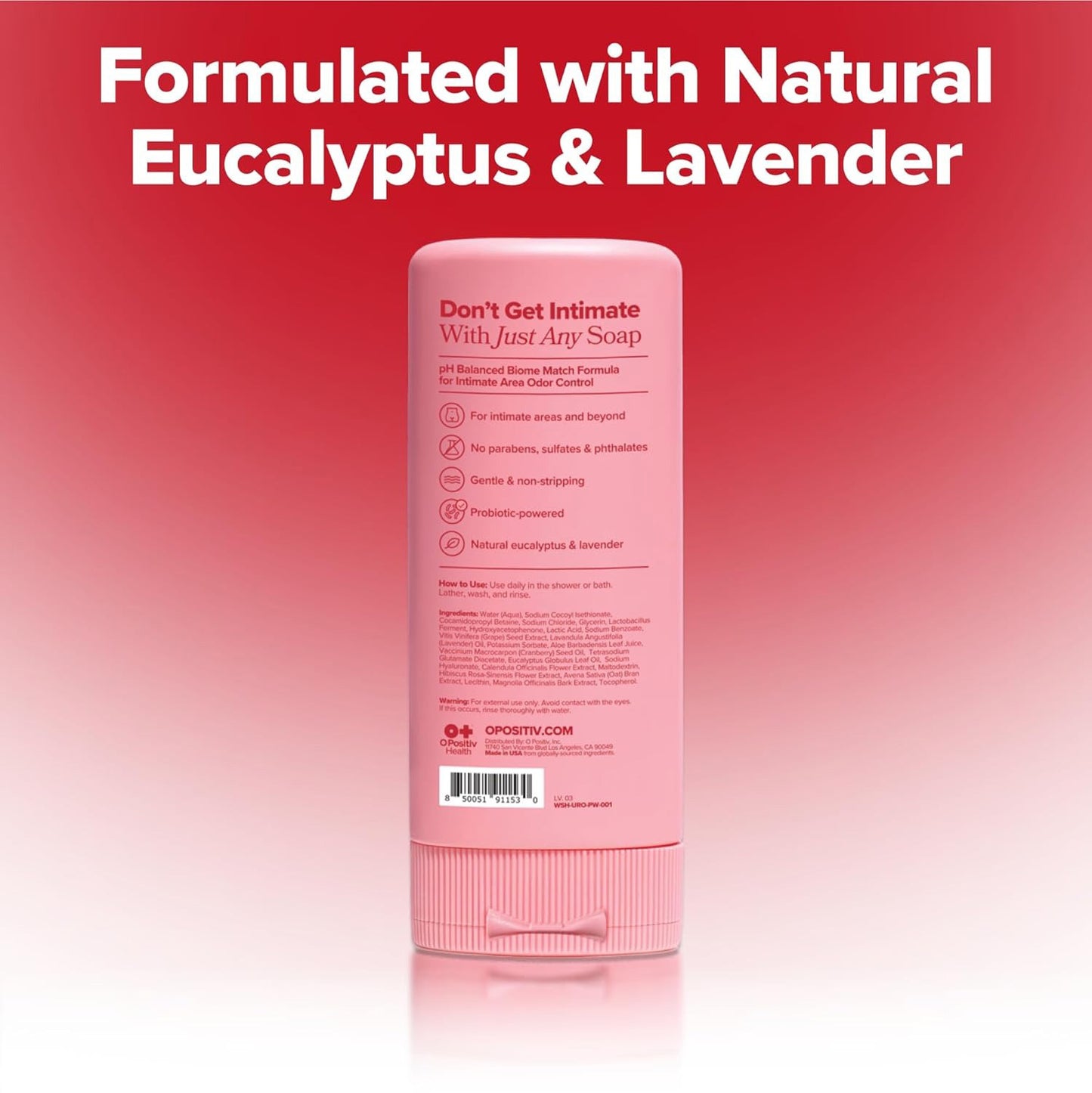 Probiotic Wash – Odor Control, pH Balance, Dryness & Irritation Support for Intimate Areas – Probiotics & Lactic Acid – 6.75 oz