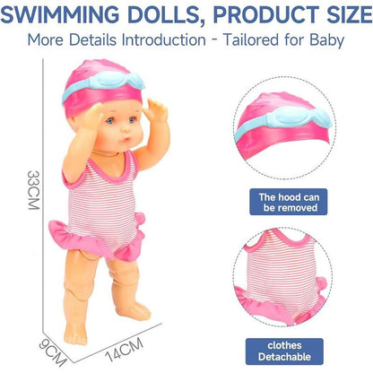 Electric Swimming Doll - A Children's Bath Toy With Movable Joints And A Detachable Swimsuit.