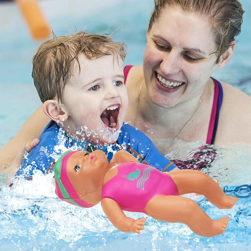 Electric Swimming Doll - A Children's Bath Toy With Movable Joints And A Detachable Swimsuit.