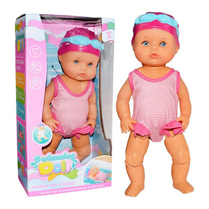Electric Swimming Doll - A Children's Bath Toy With Movable Joints And A Detachable Swimsuit.