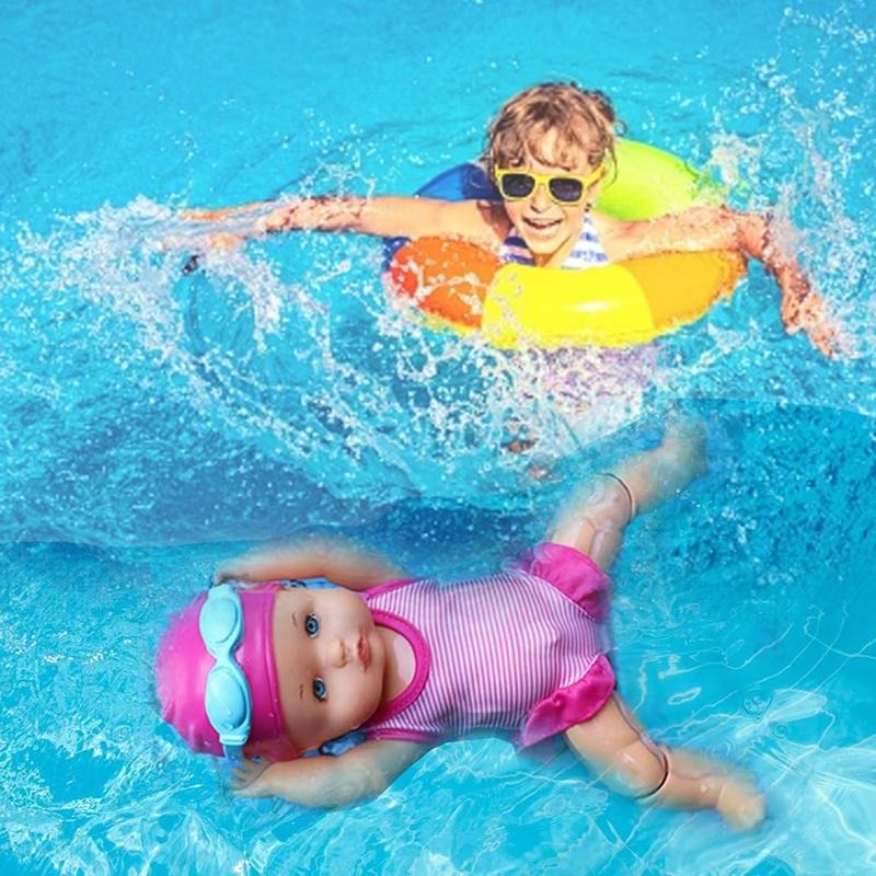 Electric Swimming Doll - A Children's Bath Toy With Movable Joints And A Detachable Swimsuit.