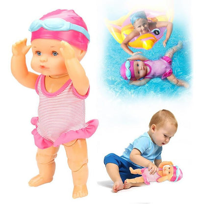 Electric Swimming Doll - A Children's Bath Toy With Movable Joints And A Detachable Swimsuit.