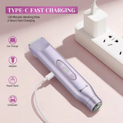 Electric Bikini Trimmer for Women, Rechargeable 2 in 1 Body & Facial Hair Removal, Waterproof Wet & Dry Use Trimmer for Women, Winter & New Year Gift, Valentine's Day Gift