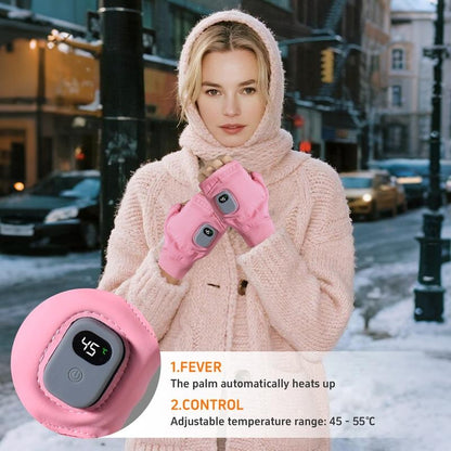 Digital Heating Gloves, Three Temperature Settings (45°c, 50°c, 55°c), Large Battery 1800mah, Type-C Fast Charging, Manual Adjustment