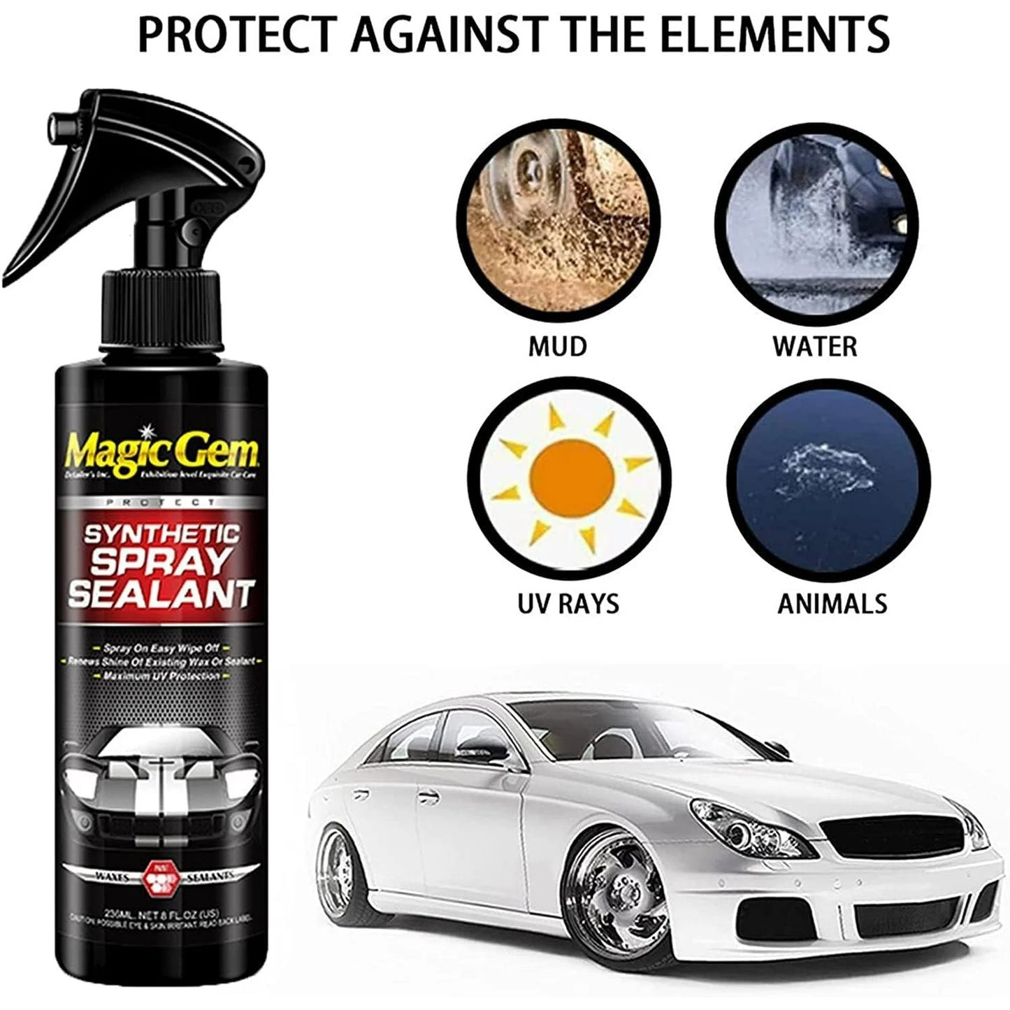 Ceramic Car Spray Sealant: Scratch Remover, Rust Protection & Gloss Enhancer (200ml)