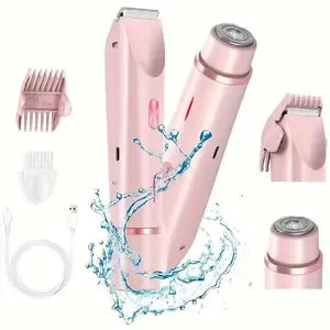 Electric Bikini Trimmer for Women, Rechargeable 2 in 1 Body & Facial Hair Removal, Waterproof Wet & Dry Use Trimmer for Women, Winter & New Year Gift, Valentine's Day Gift