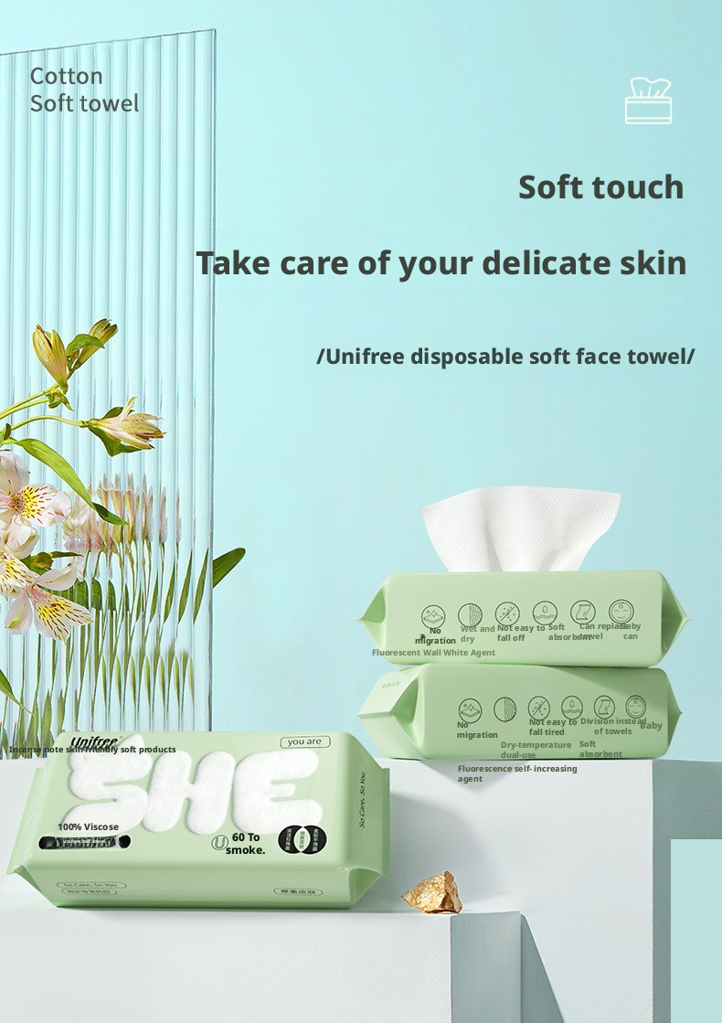 Unifree Face Wipes | Soft, Skin-Friendly, Eco-Friendly Personal Dry Wipes, Biodegradable Wet Wipes
