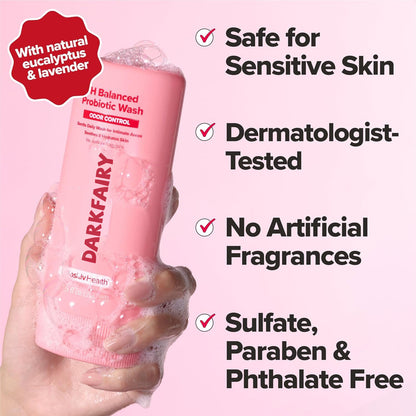 Probiotic Wash – Odor Control, pH Balance, Dryness & Irritation Support for Intimate Areas – Probiotics & Lactic Acid – 6.75 oz