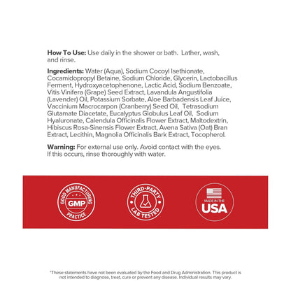 Probiotic Wash – Odor Control, pH Balance, Dryness & Irritation Support for Intimate Areas – Probiotics & Lactic Acid – 6.75 oz