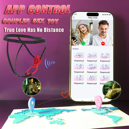 Wearable Clitoral Vibrator for Couples, Remotely Controlled via APP, Female Adult Sex Toy, Hands-Free Clitoral Vibrator with Vibrating Penis Ring