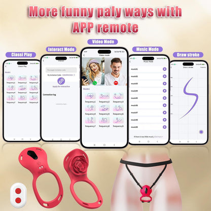 Wearable Clitoral Vibrator for Couples, Remotely Controlled via APP, Female Adult Sex Toy, Hands-Free Clitoral Vibrator with Vibrating Penis Ring