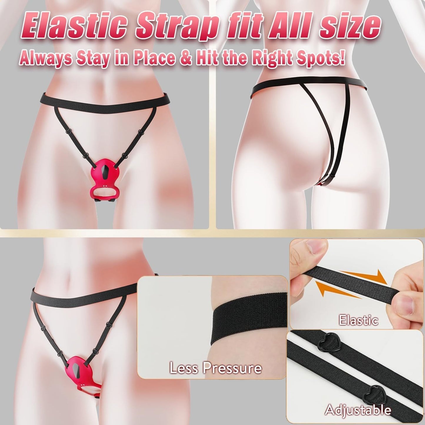 Wearable Clitoral Vibrator for Couples, Remotely Controlled via APP, Female Adult Sex Toy, Hands-Free Clitoral Vibrator with Vibrating Penis Ring