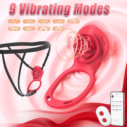 Wearable Clitoral Vibrator for Couples, Remotely Controlled via APP, Female Adult Sex Toy, Hands-Free Clitoral Vibrator with Vibrating Penis Ring