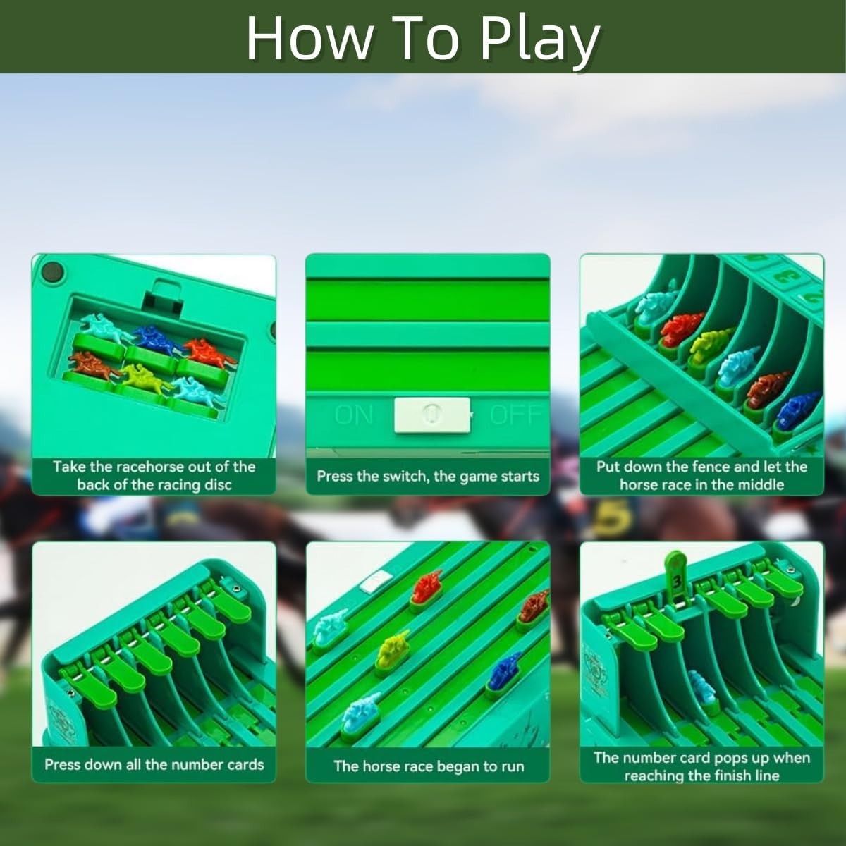 Horse Racing Table Game, Horse Racing Game Electronic, Portable Horse Racing Board Game, Portable Horse Racing Board Game for Parties of 2 to 6 People