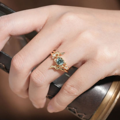 Aphrodite's Enchanted Vine | A Mythical Moss Agate Ring Set