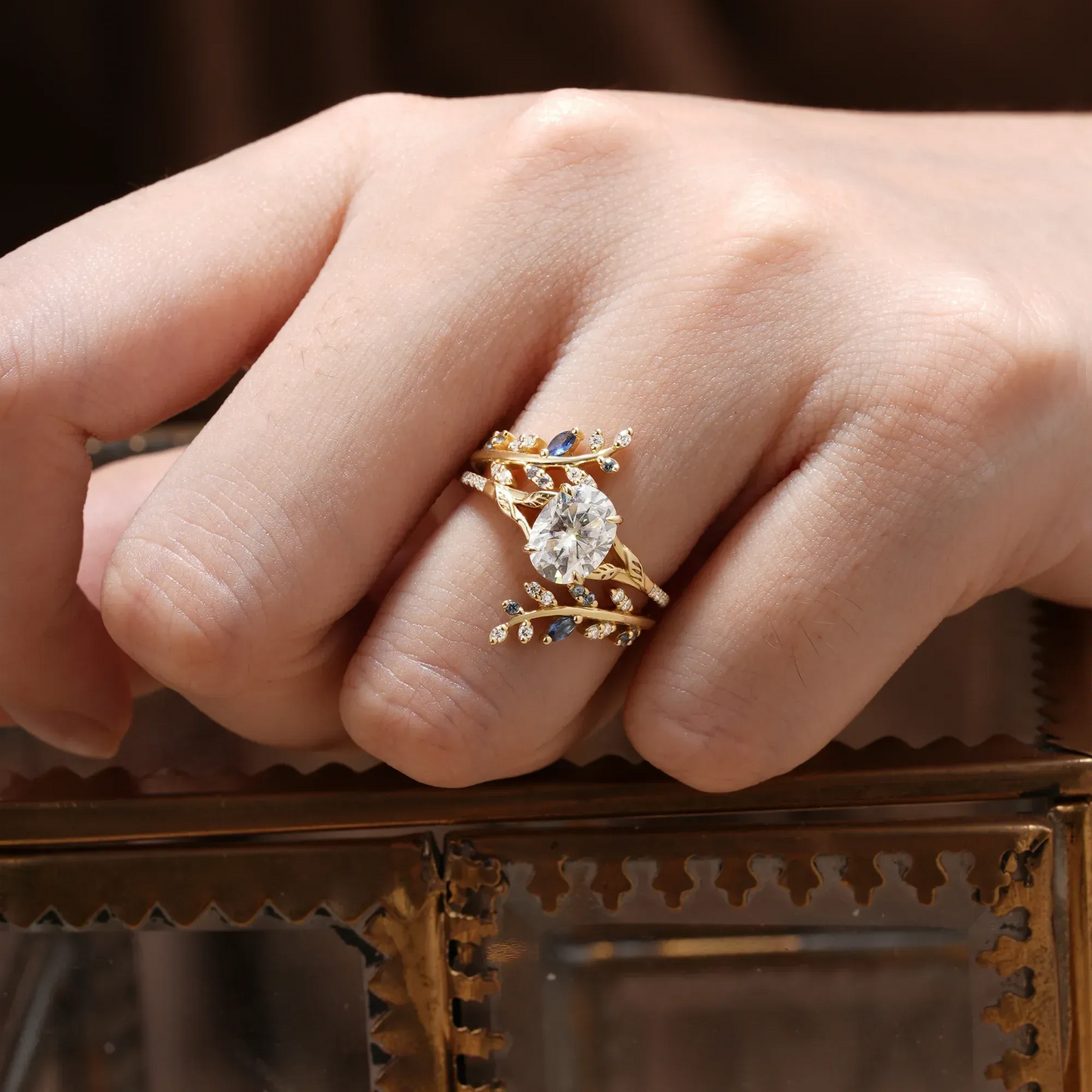 Aphrodite's Enchanted Vine | A Mythical Moss Agate Ring Set