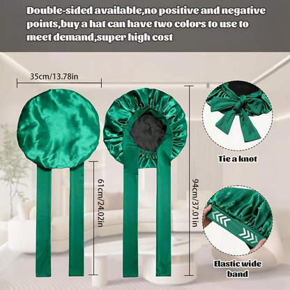 100% Pure Silk Double-Layer Hair Cap - Soft, Breathable, Adjustable | Perfect for Night Sleep, Heat-Free Women’s Hairstyling