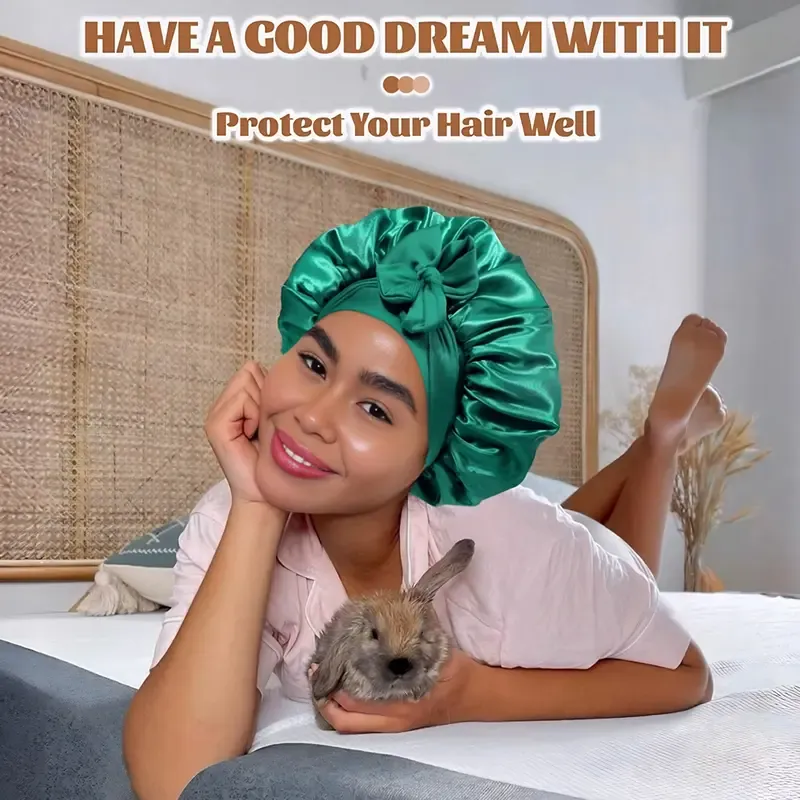 100% Pure Silk Double-Layer Hair Cap - Soft, Breathable, Adjustable | Perfect for Night Sleep, Heat-Free Women’s Hairstyling