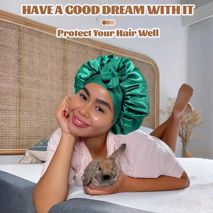 100% Pure Silk Double-Layer Hair Cap - Soft, Breathable, Adjustable | Perfect for Night Sleep, Heat-Free Women’s Hairstyling