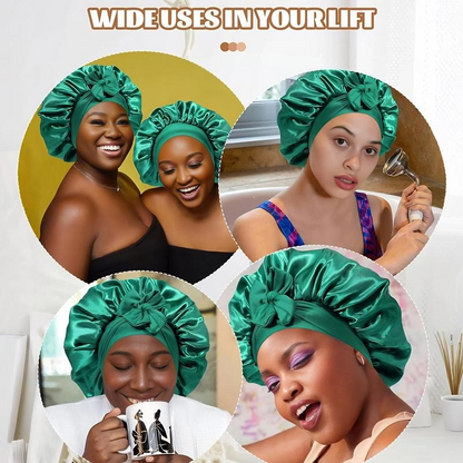 100% Pure Silk Double-Layer Hair Cap - Soft, Breathable, Adjustable | Perfect for Night Sleep, Heat-Free Women’s Hairstyling